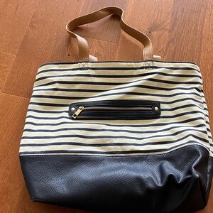 a new day Tan and Black Striped Tote